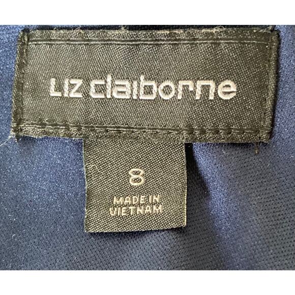 Liz Claiborne women's sleeveless peach & navy floral fit & flare dress, size 8 - Picture 2 of 8